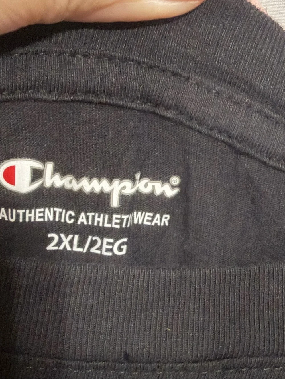 Champion Black T-Shirt with White Script Logo - Picture 2 of 4